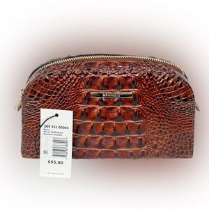 Brahmin Pecan Melbourne Dany Crocodile Embossed Leather Pouch